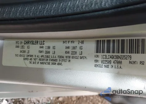 2008 Chrysler Sebring Lx из США, поврежденный, VIN 1C3LC46K98N225279